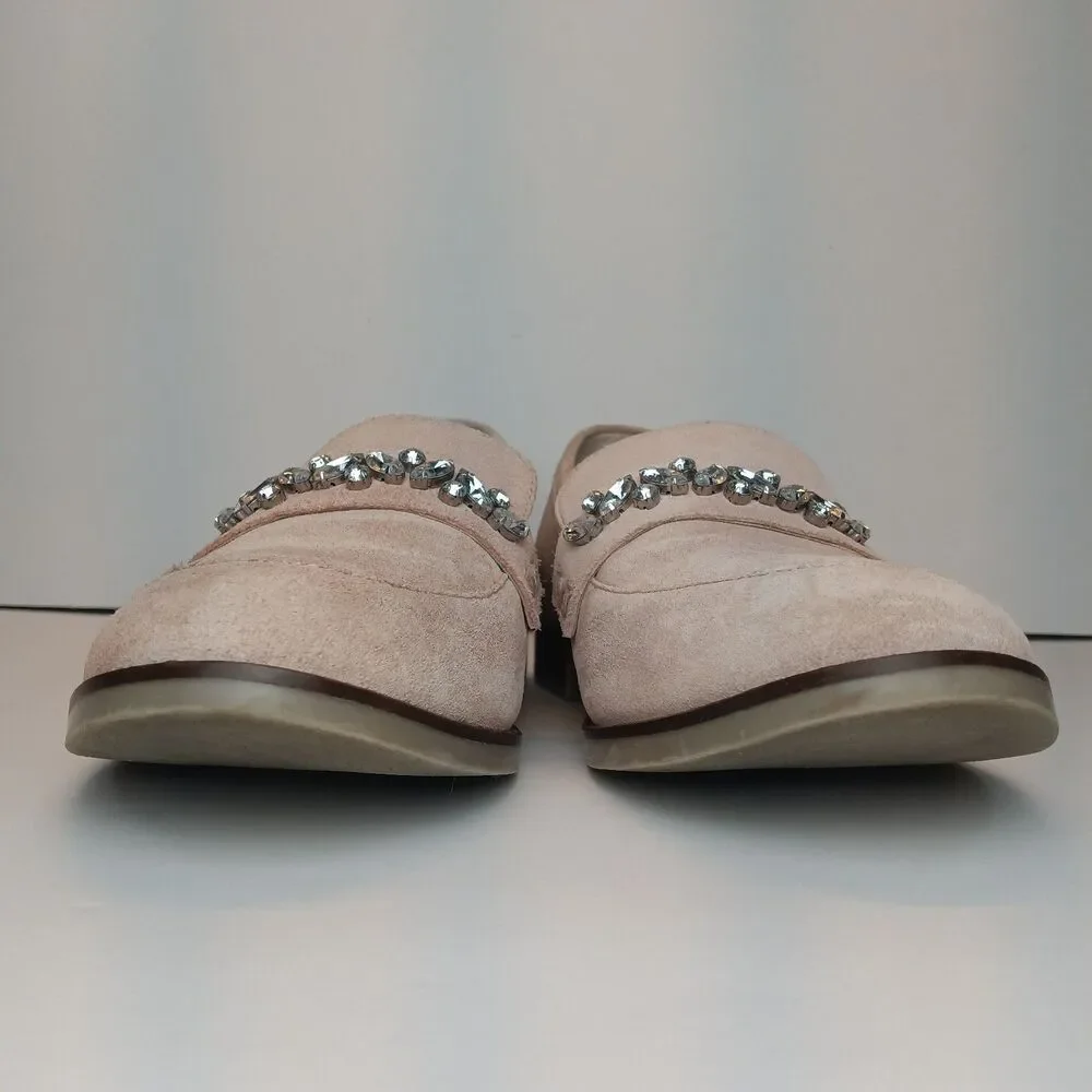 Vionic Avvy Loafers Womens 8 Muted Pink Suede Jewel Embellished Slip On Shoes